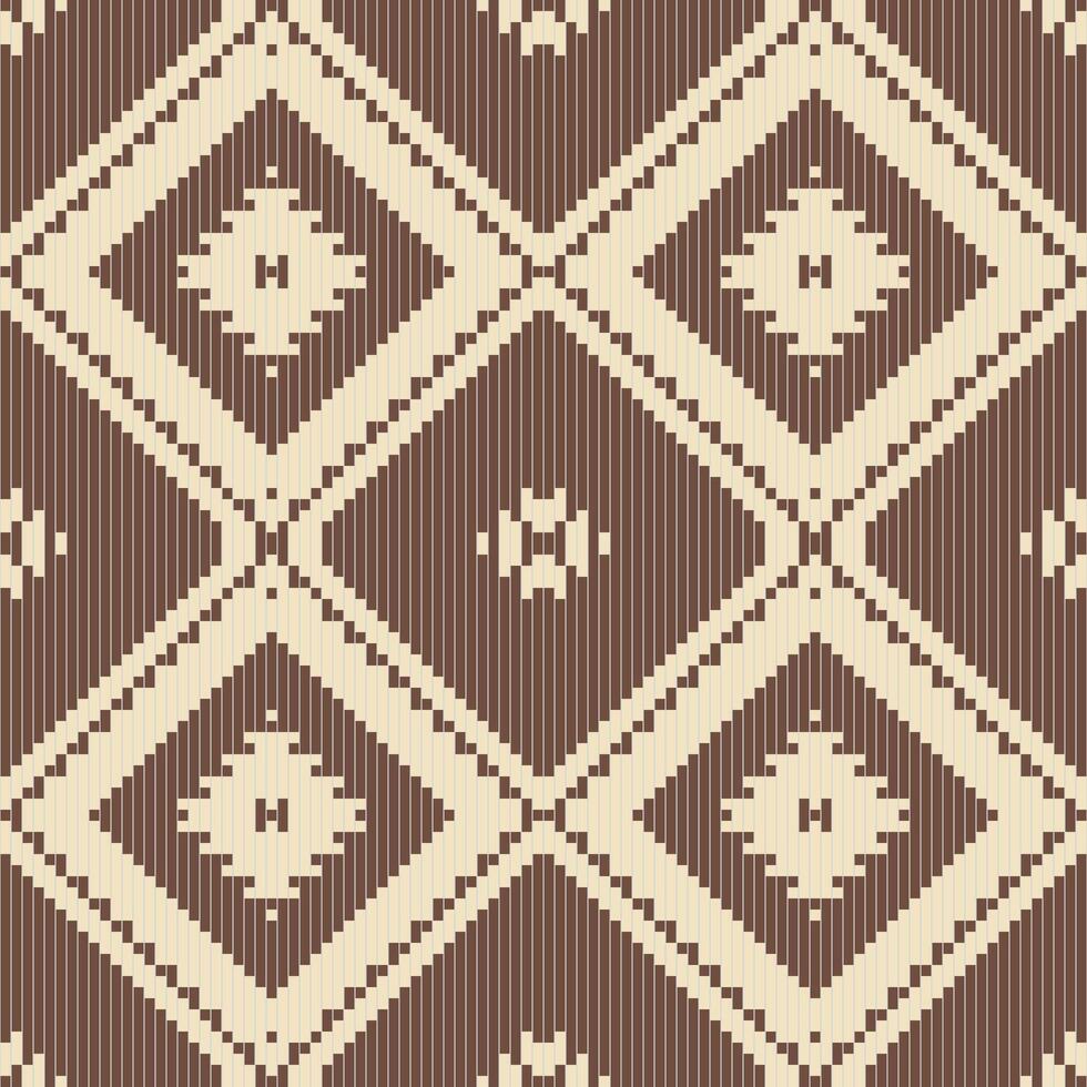 Ethnic Fabric Pixel Ikat Print Patternfolk Embroidery, Aztec Geometric Ornament Print. Design for Carpet, Wallpaper, Clothing, Wrapping, Fabric vector