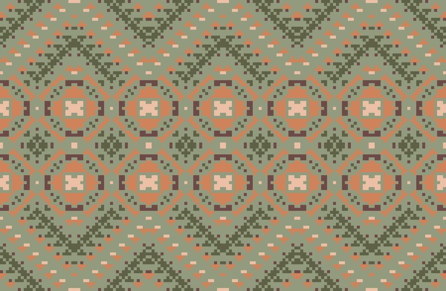 Pixel Traditional Dress Patternfolk Embroidery, Aztec Geometric Ornament Print. Design for Carpet, Wallpaper, Clothing, Wrapping, Fabric vector