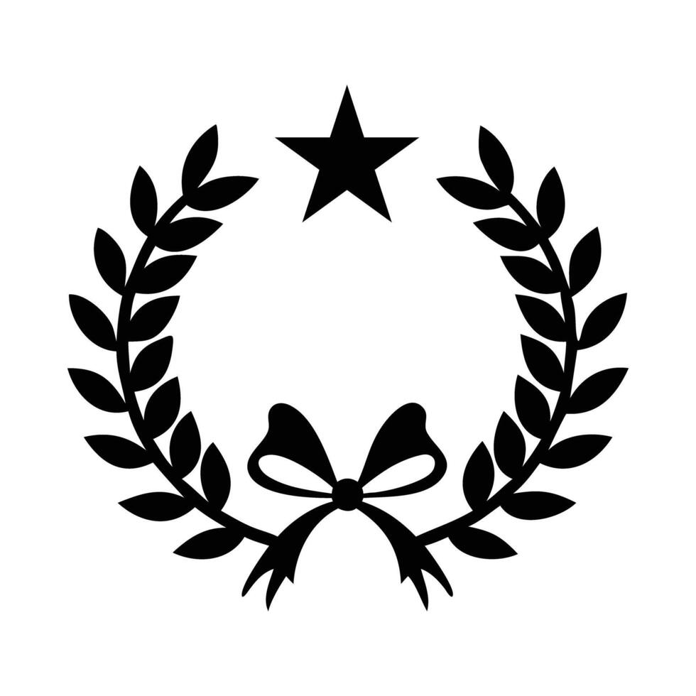 A laurel wreath with a star and ribbon vector