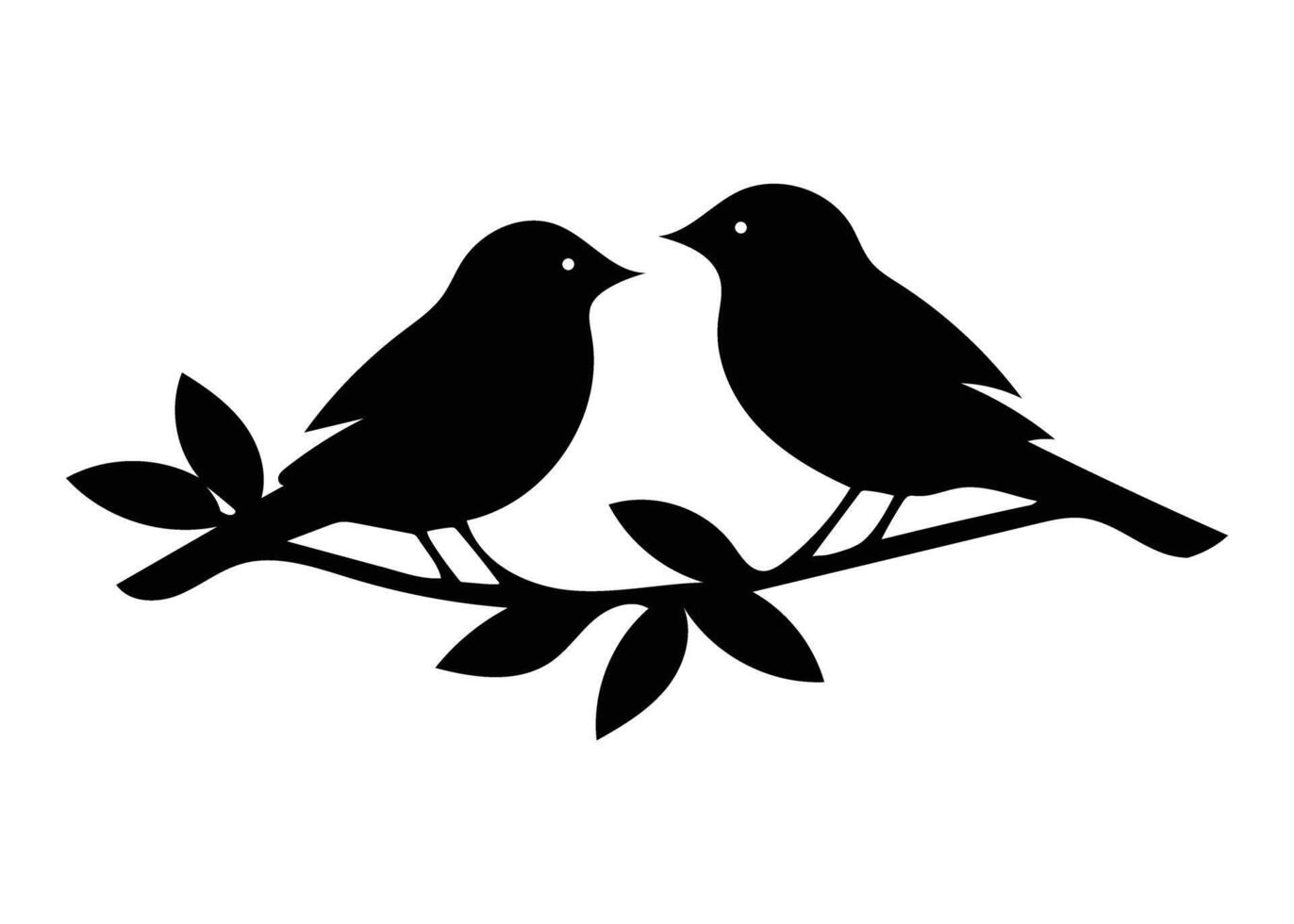 Birds on a branch silhouette vector