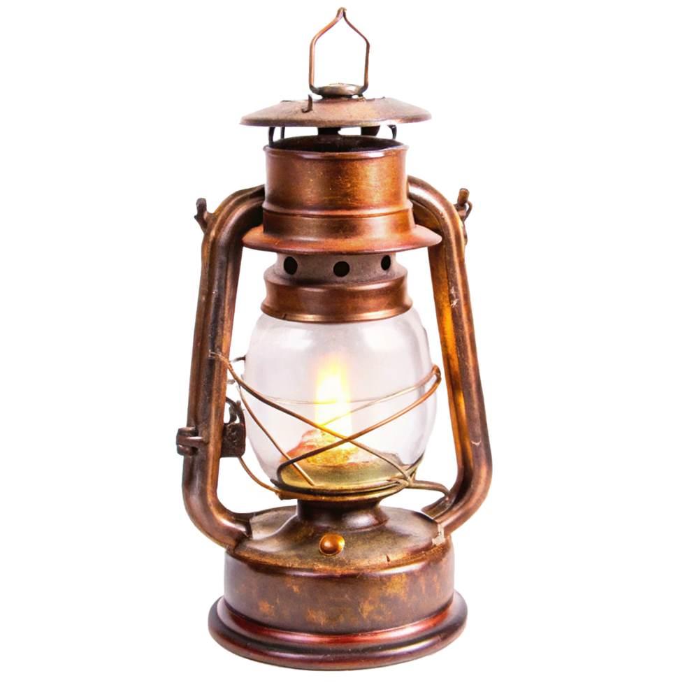 Antique Style Metal Oil Lantern with Glass Globe and LED Light png