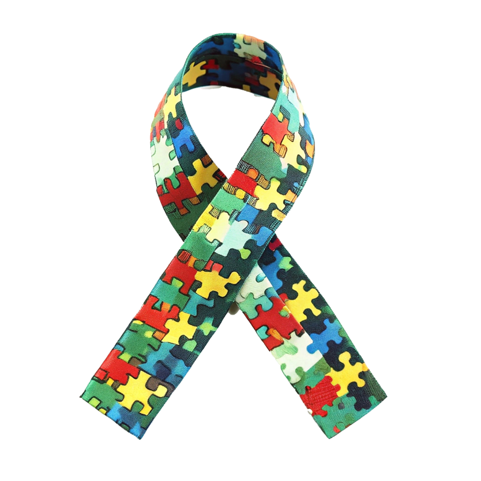 Puzzle Piece Ribbon Representing Autism Awareness and Support png