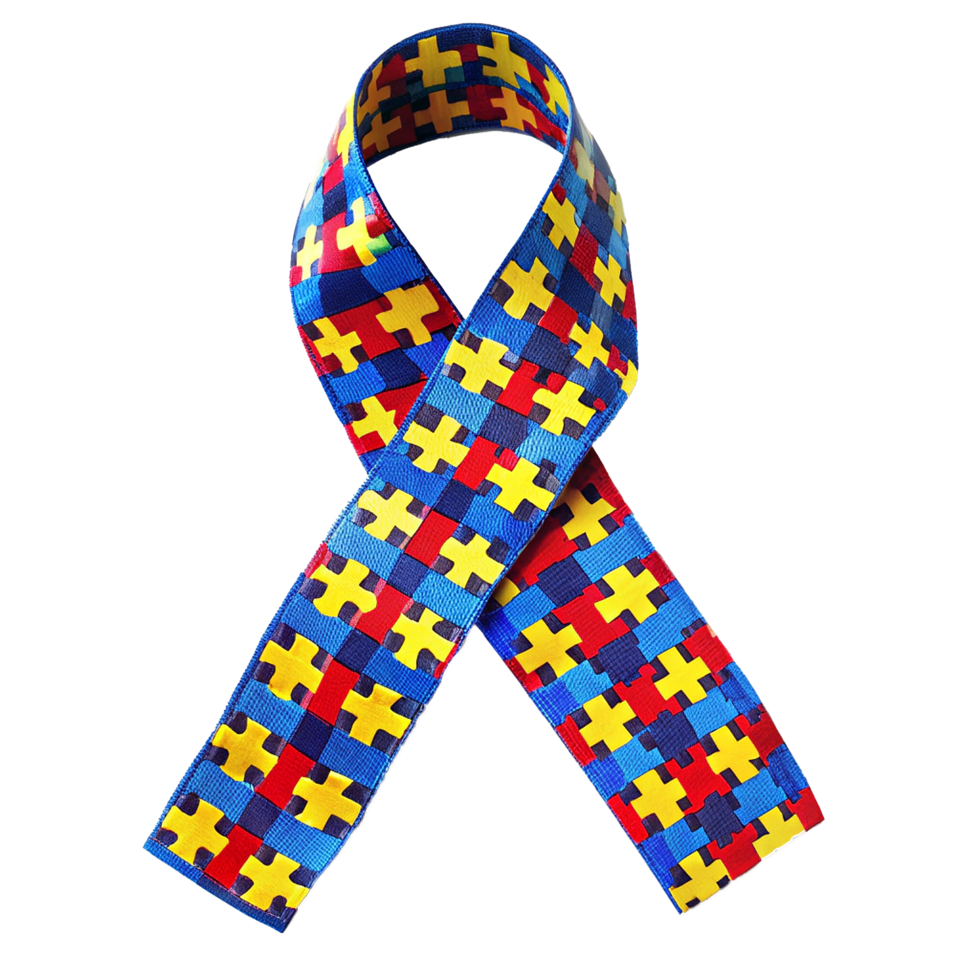 Ribbon Representing Autism Spectrum Disorder Puzzle Pieces png