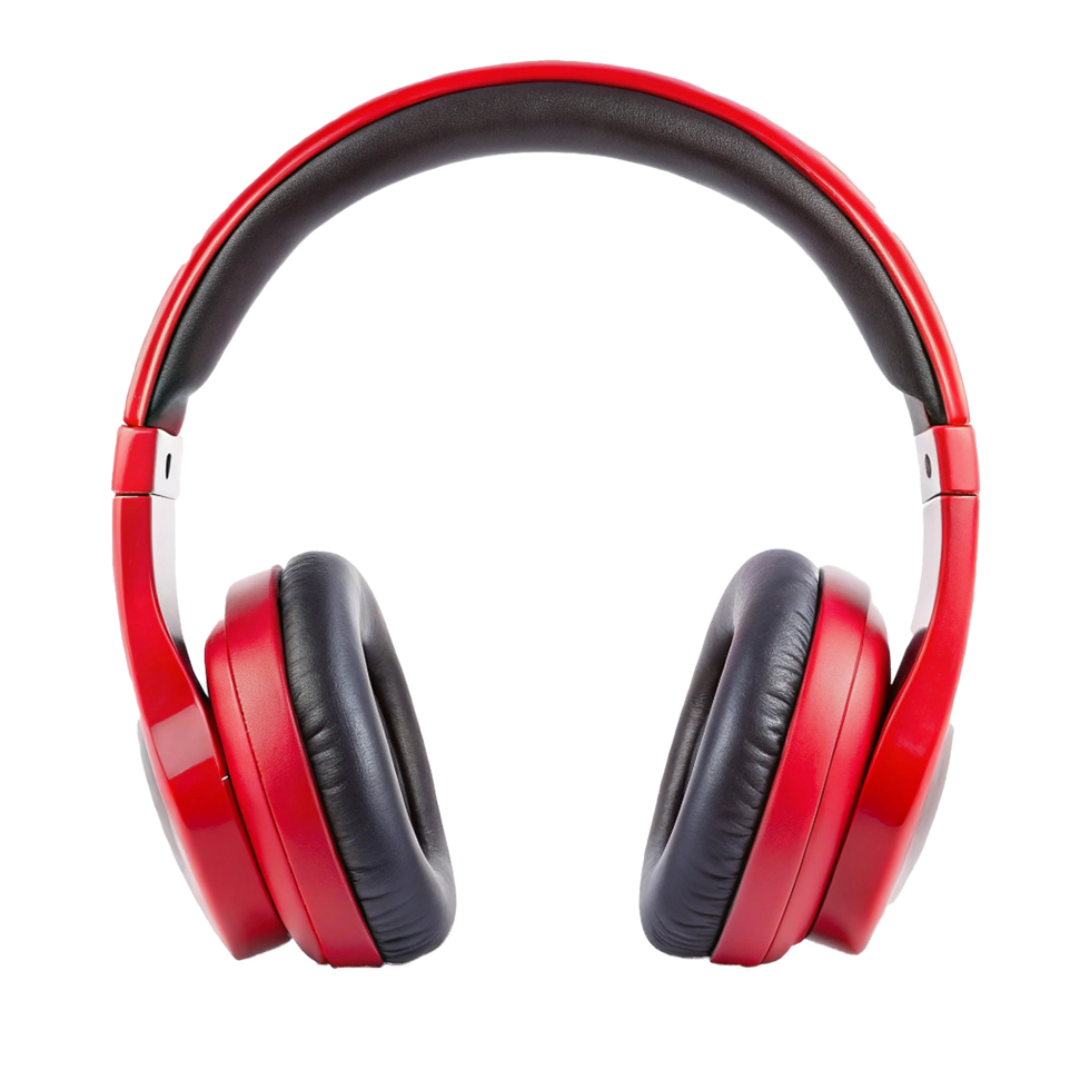 Sleek Red Over Ear Headphones with Superior Sound Quality and Comfortable Design png