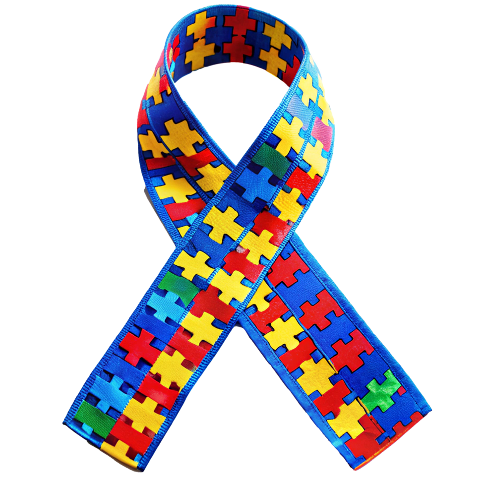 Awareness Ribbon for Autism Spectrum Disorder Featuring Colorful Puzzle Pieces png