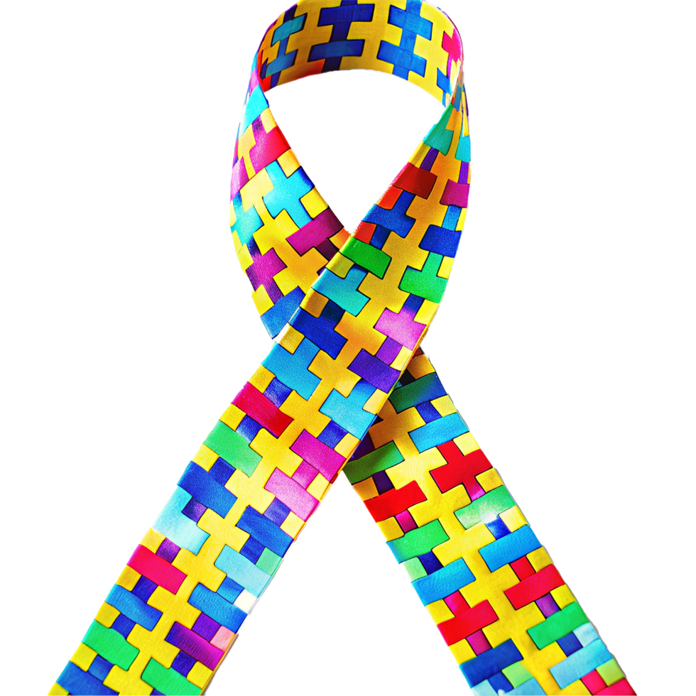 Colorful Puzzle Piece Ribbon for Autism Awareness and Acceptance png