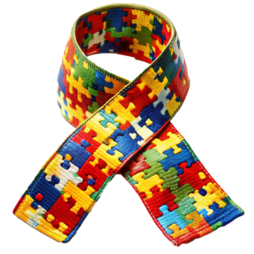 Colorful Puzzle Piece Ribbon for Autism Awareness and Support png