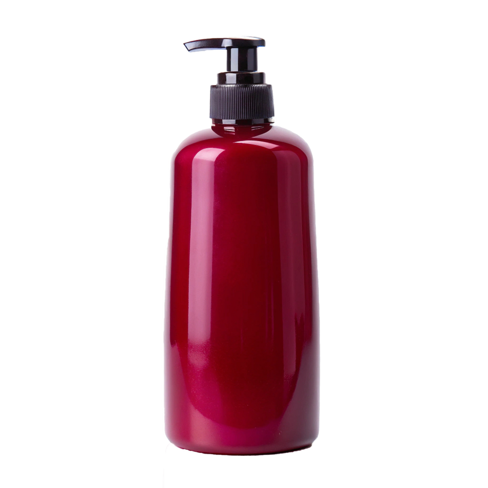 Sleek Red Pump Bottle of Lotion Shampoo or Conditioner png