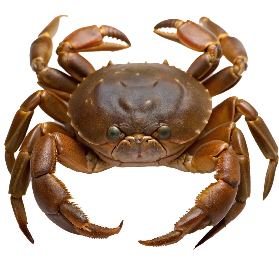 A Detailed Closeup of a Large Brown Crab with Powerful Claws png