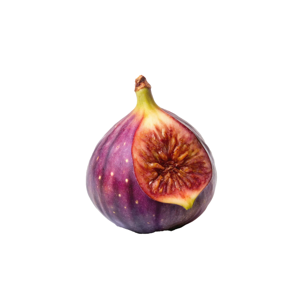 A Closeup View of a Fresh Ripe Fig Cut in Half Showing its Vibrant Interior png