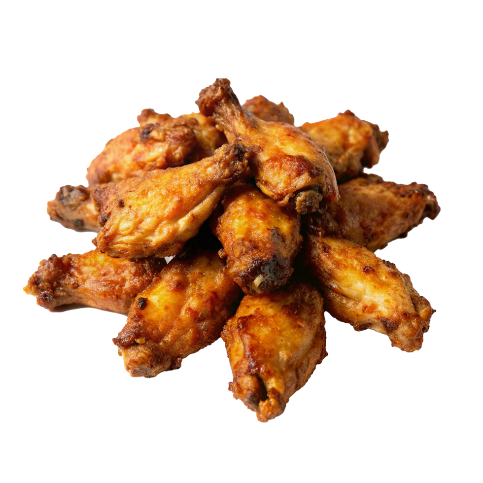 A Delicious Pile of Crispy Golden Brown Roasted Chicken Wings png