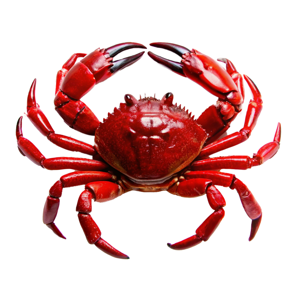 A Vivid Red Crab Close Up View Showing Amazing Detail of its Shell and Claws png
