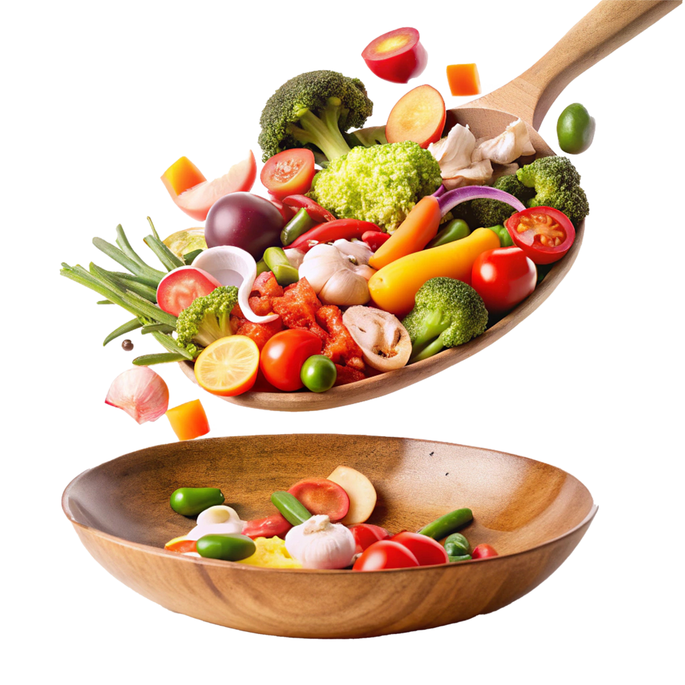 Vibrant and Healthy Vegetable Medley in Wooden Bowls Ready for a Delicious Meal png