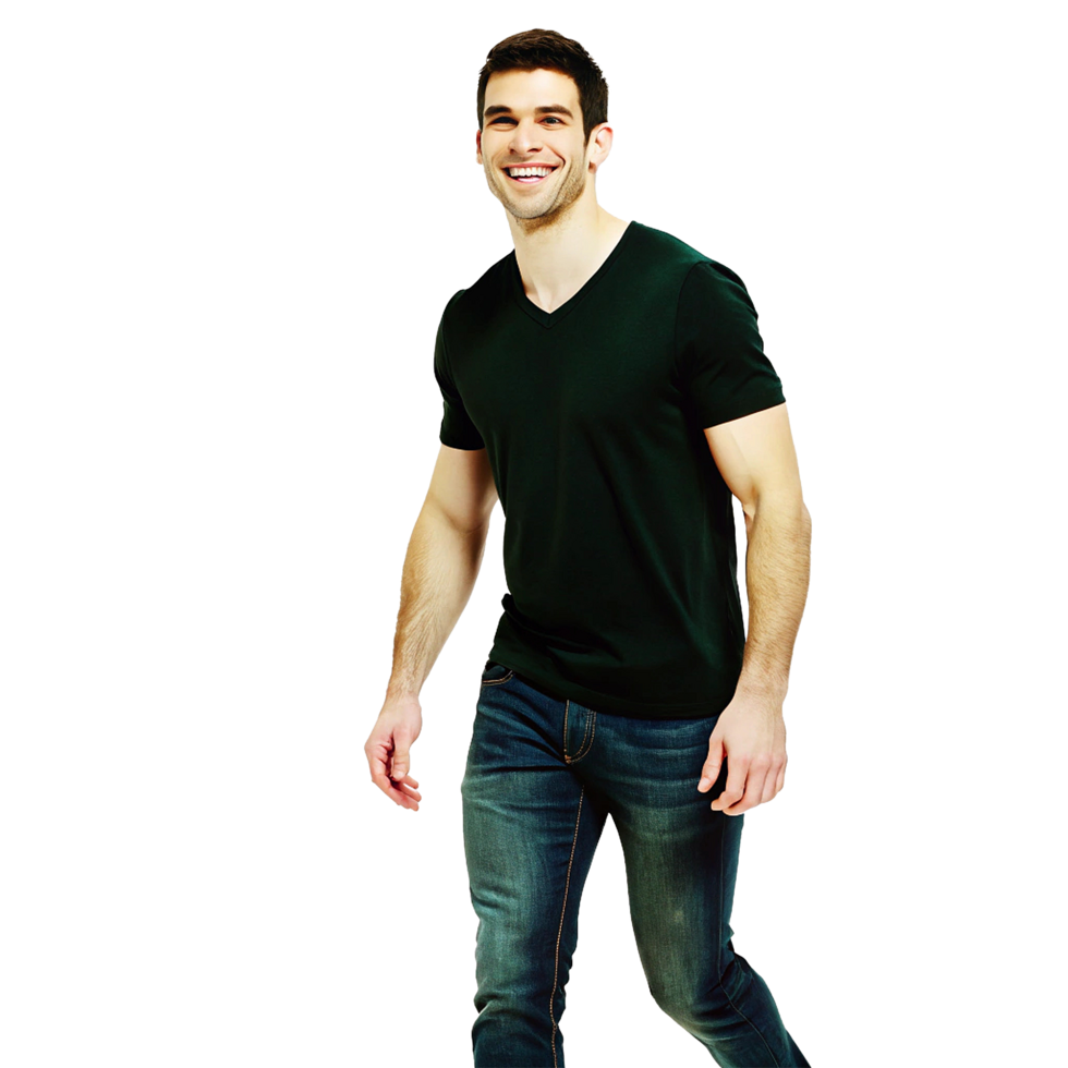 Happy Handsome Man in Casual Wear Walking Smiling png