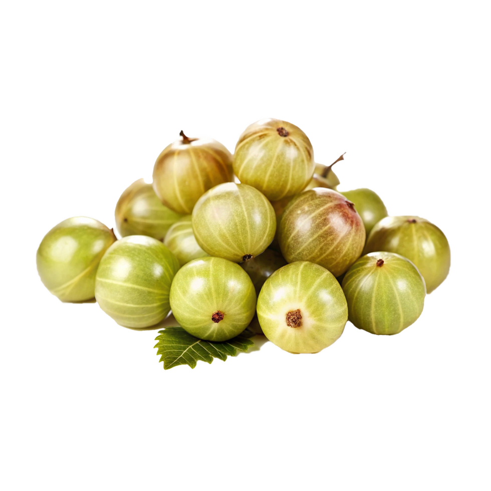 A Closeup of a Pile of Fresh Green Gooseberries with a Leaf png