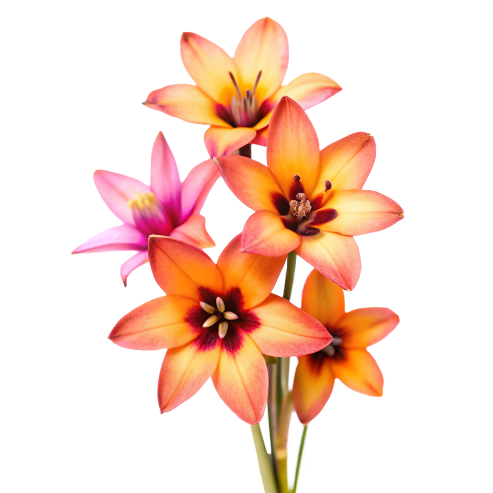 vibrant orange and pink flowers with delicate petals and intricate details png