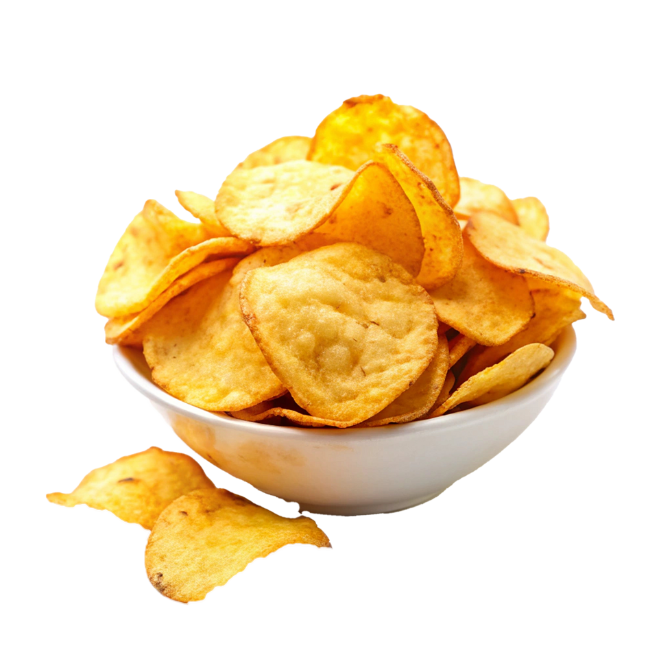 A Bowl of Delicious Crispy Potato Chips Ready to Eat png