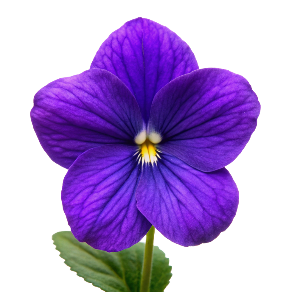 Vibrant Purple Pansy Flower with Delicate Veins and Yellow Center png