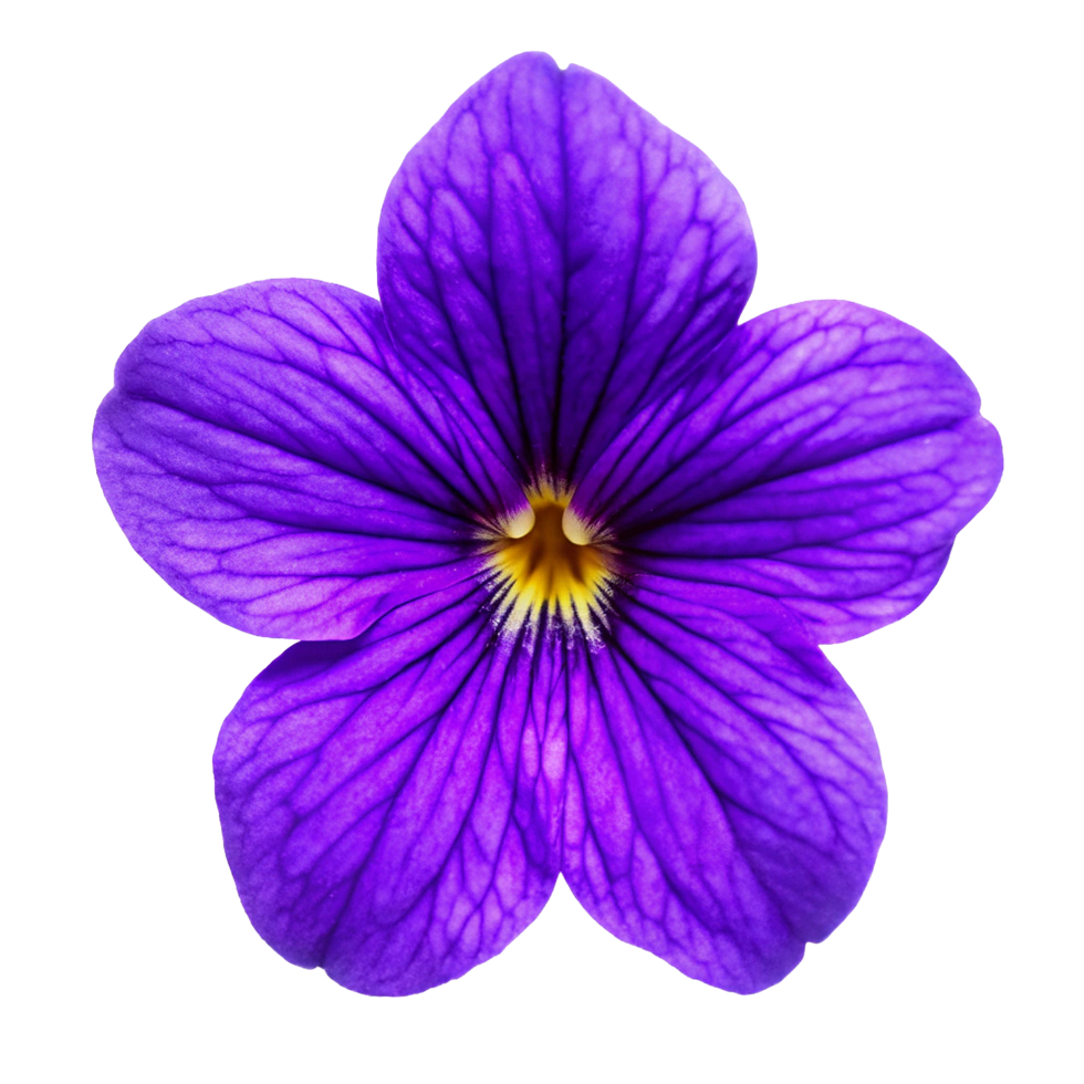 Closeup of a Vibrant Purple Flower with Delicate Veining and Yellow Center png