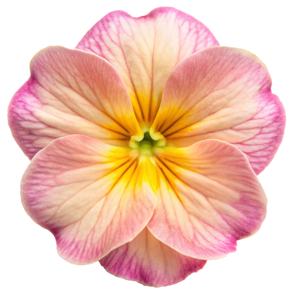 Closeup of a Delicate Pink and Yellow Primrose Blossom Flower png