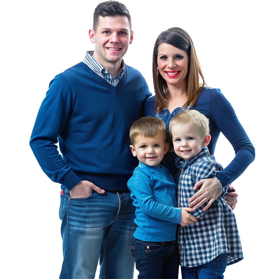 Happy Family Portrait A Smiling Family of Four Posing Together png