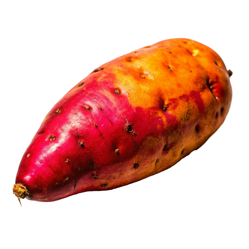 A Vibrant Closeup of a Single Red and Orange Sweet Potato png