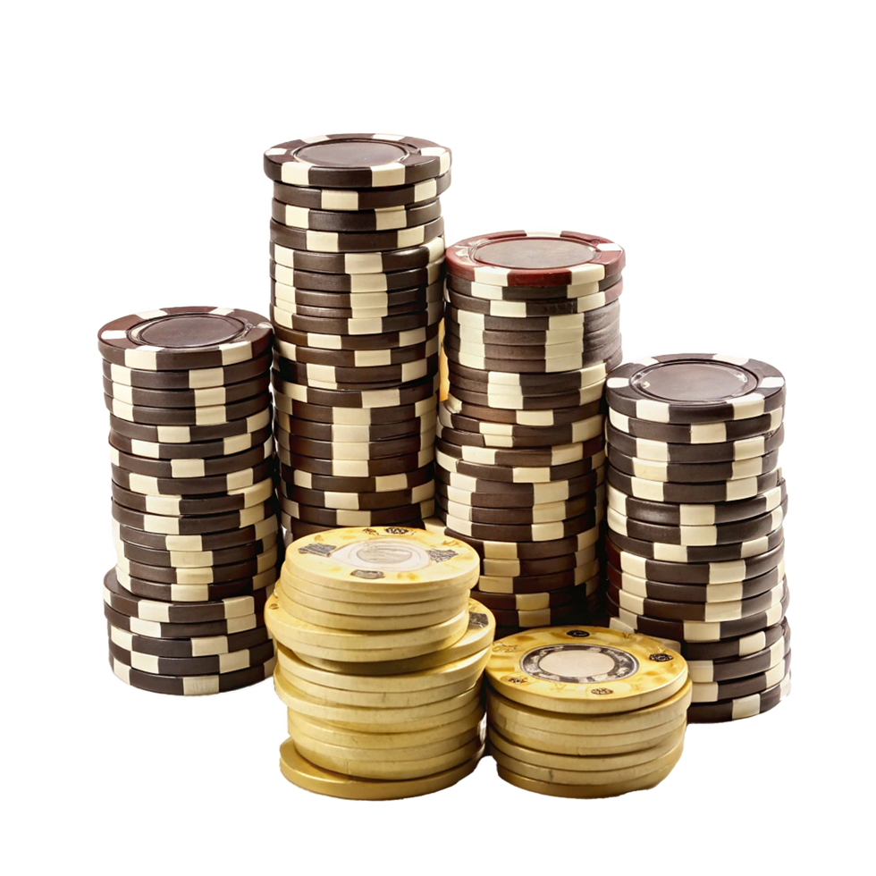 Stacks of Casino Poker Chips Showing Different Colors and Values png