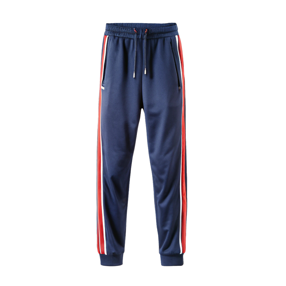 Stylish Sweatpants with Red and White Side Stripes for Men png