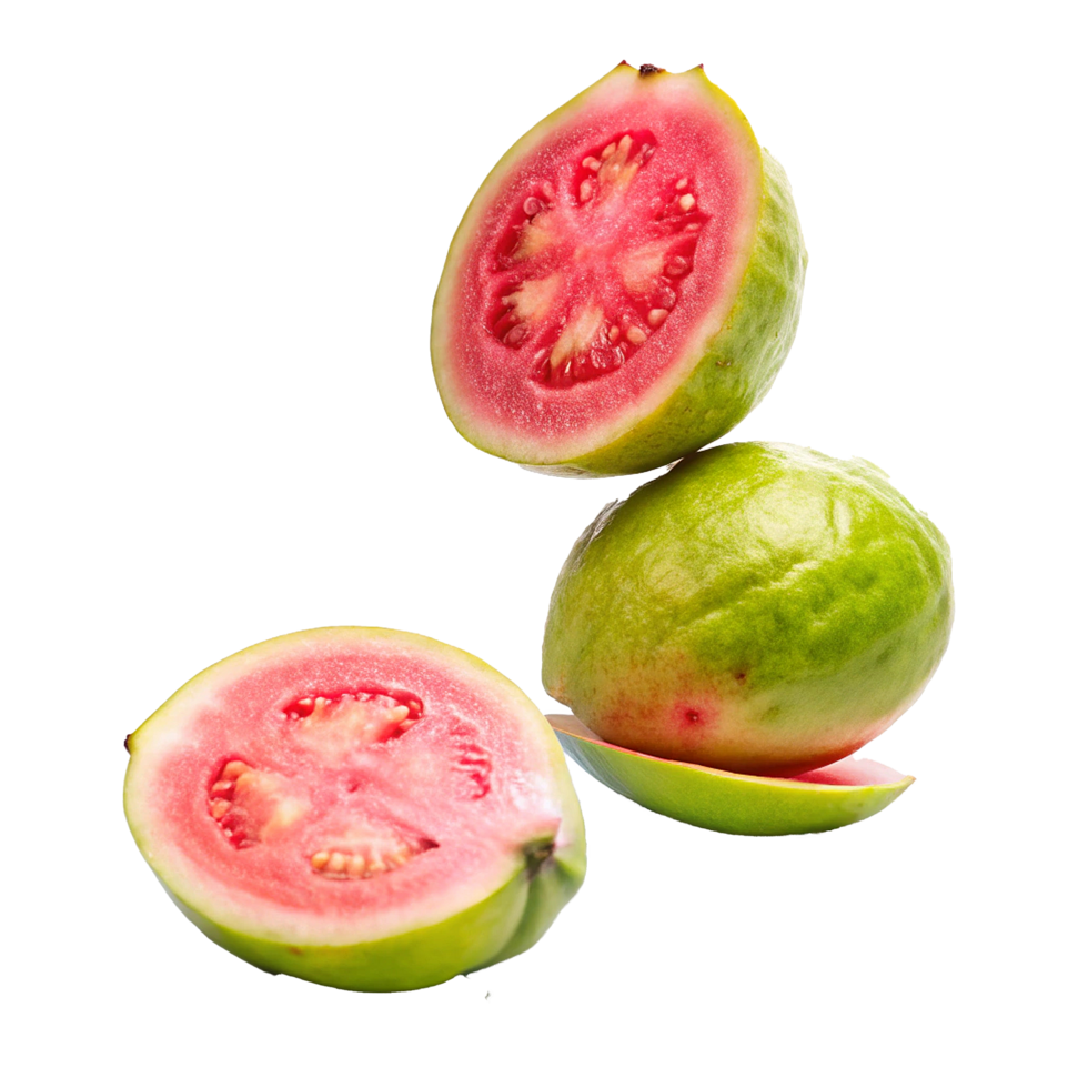 Vibrant Pink Guavas Sliced and Stacked for a Delicious and Refreshing Treat png