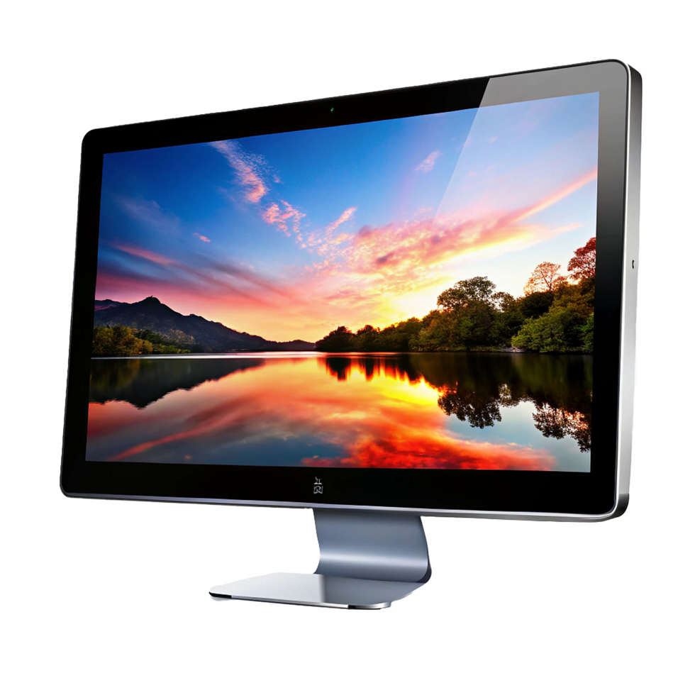 Stunning Sunset Landscape Displayed on a Sleek Modern Computer Monitor png