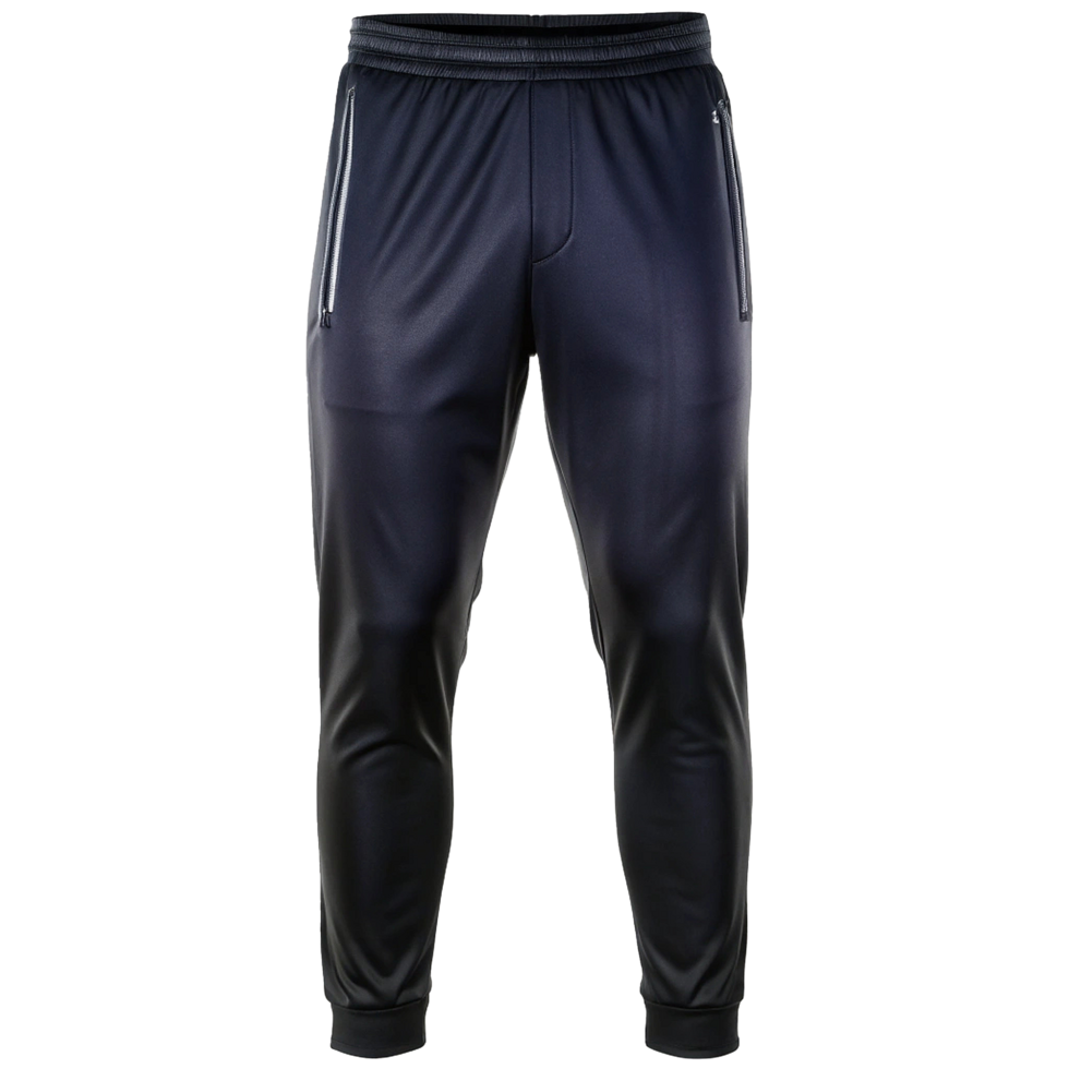 Men's Stylish Black Joggers with Side Zipper Pockets Comfortable Athletic Pants for Workout and Sports png