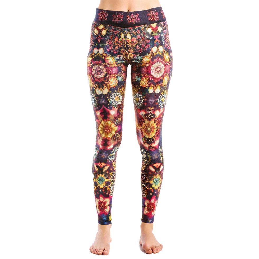 Womens floral leggings with mandala design and vibrant colors png