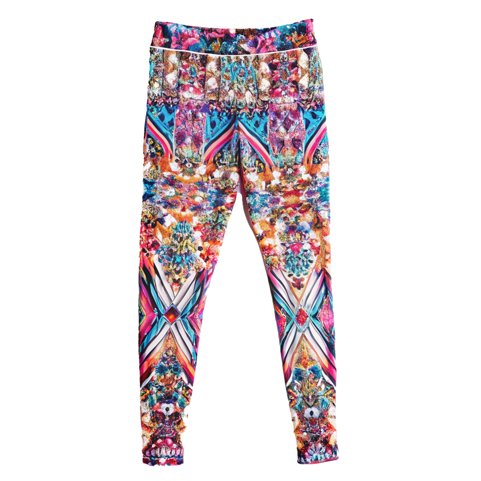 Vibrant Psychedelic Leggings with Intricate Colorful Design png