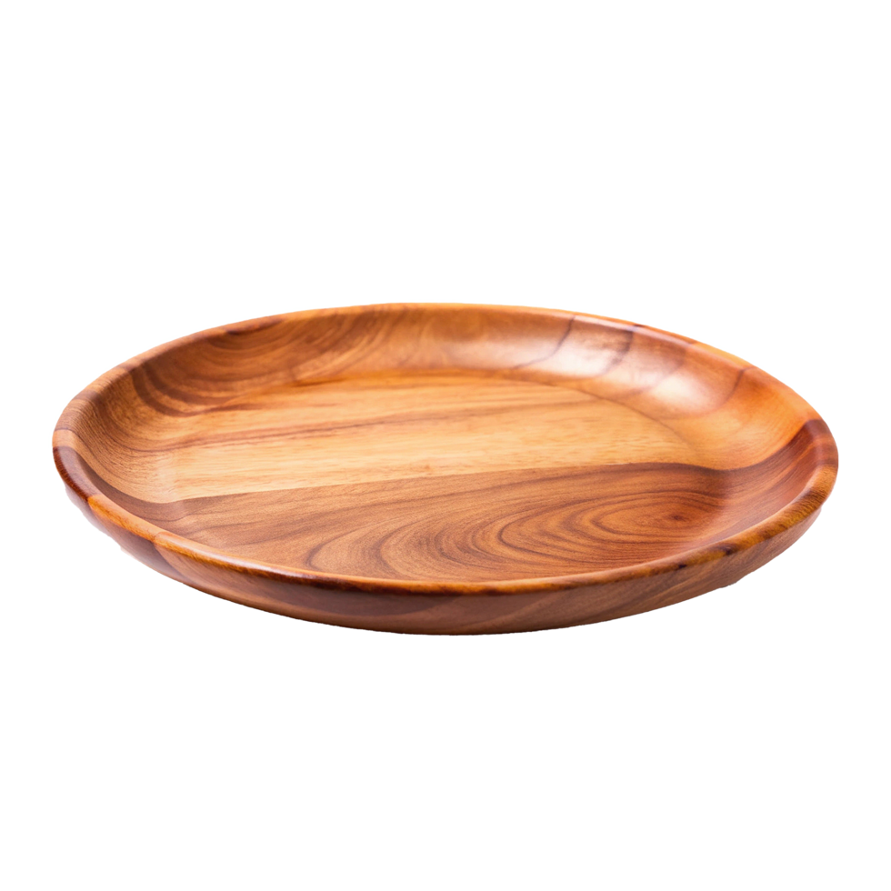 Crafted Round Wooden Serving Platter or Tray for Food Presentation png