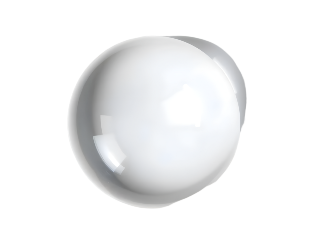 Realistic white glass sphere on transparent background png