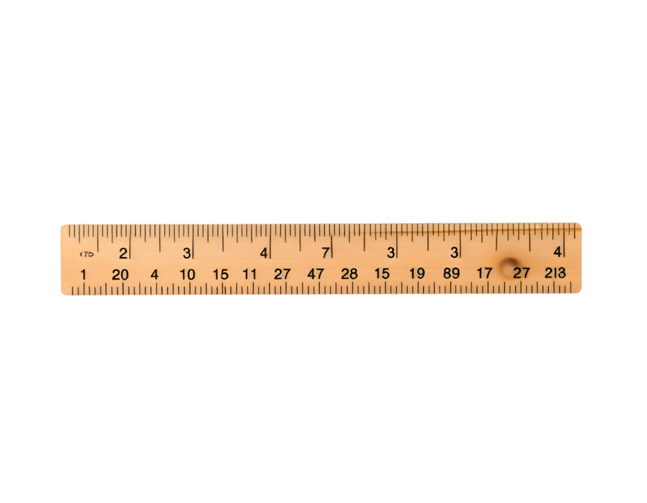 Realistic wooden measuring ruler isolated on transparent background png