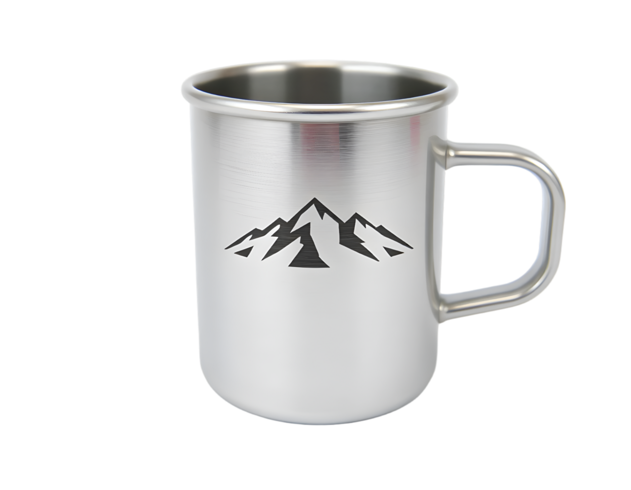 Mug of hot drink with mountains on a transparent background png
