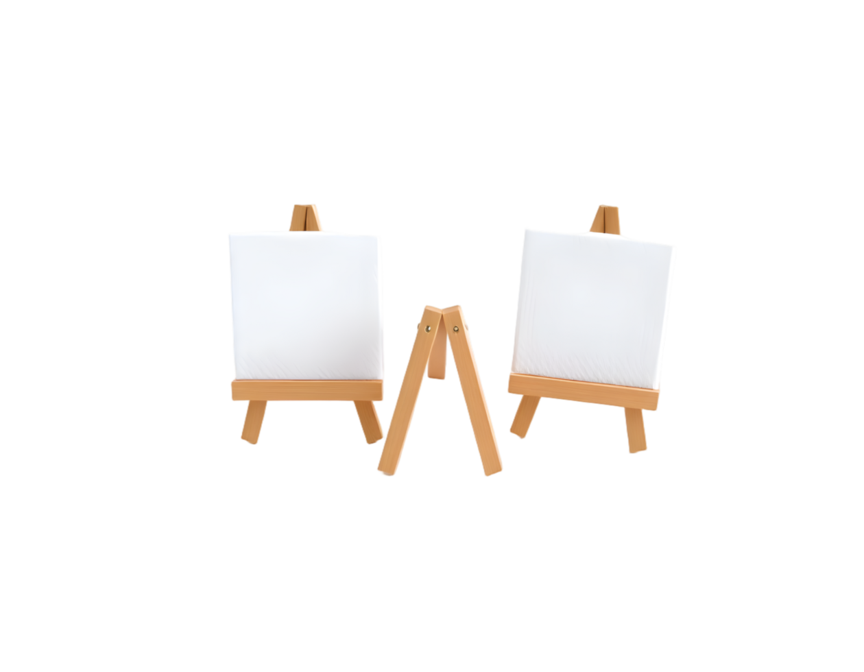 Wooden easel with blank canvas isolated on transparent background png