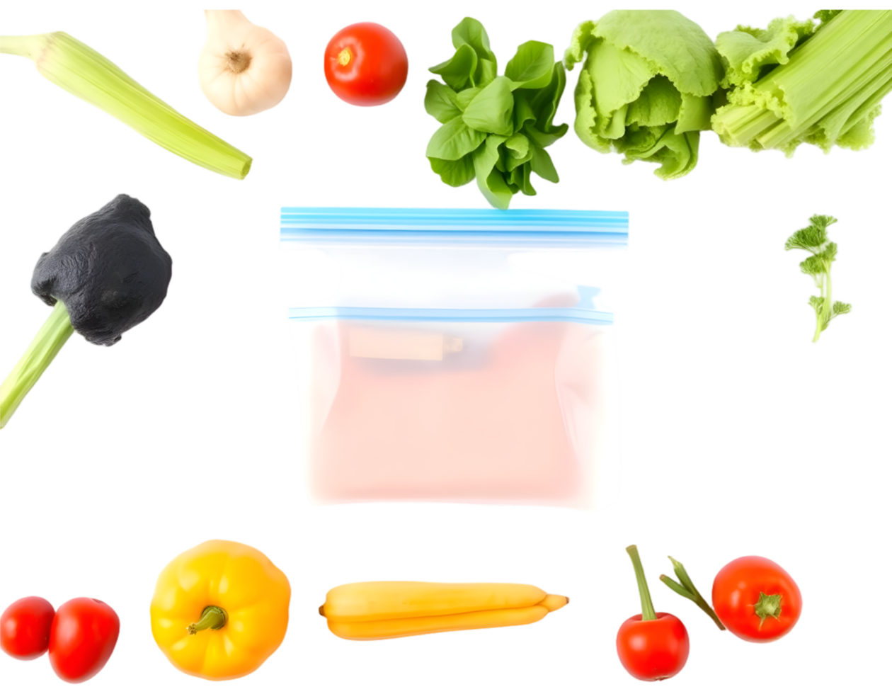 Set of different types of vegetables on transparent background png