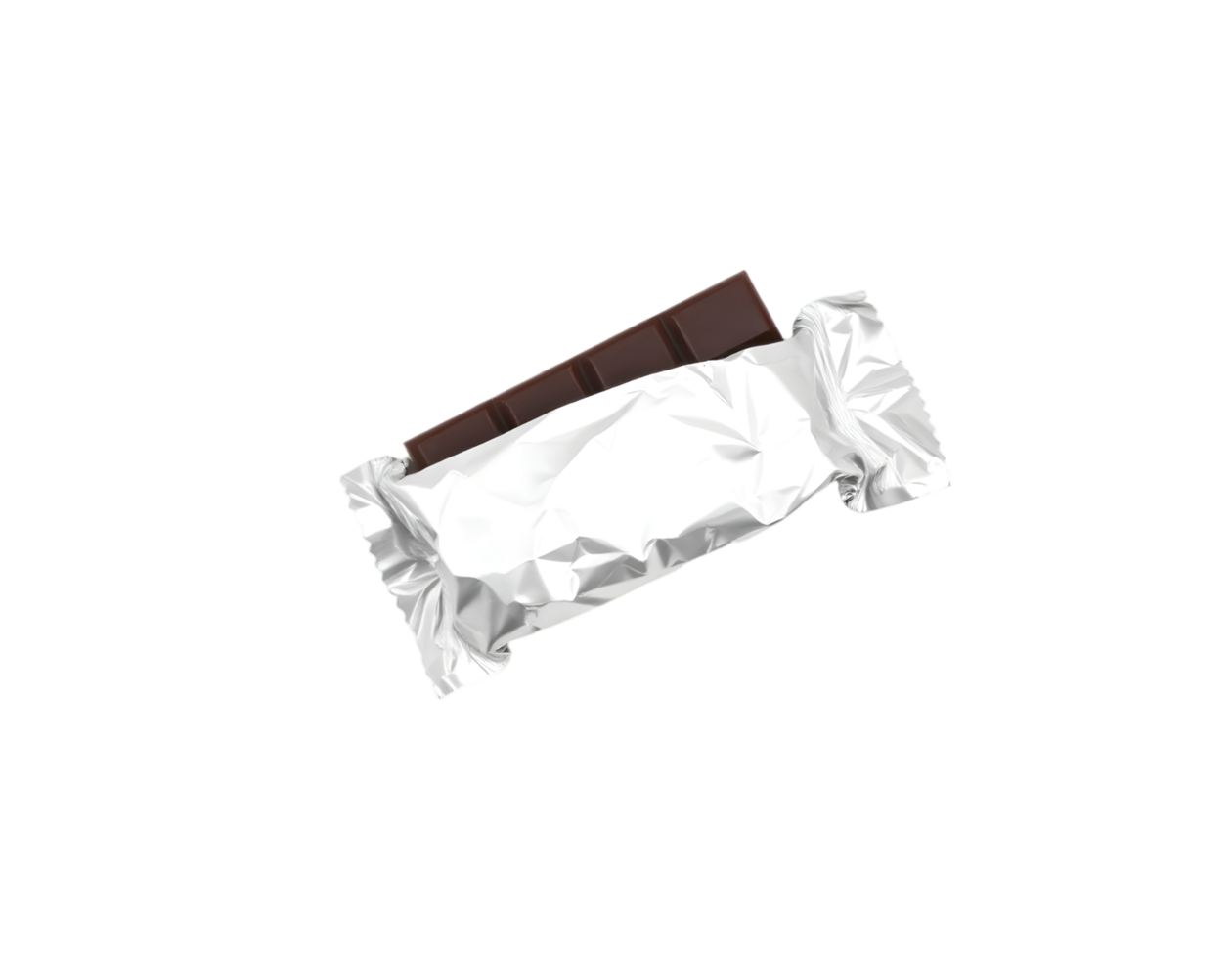 Chocolate bar in crumpled paper isolated on transparent background png