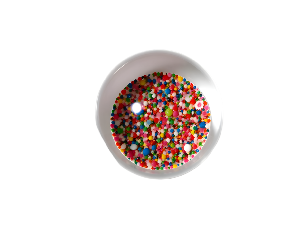 Colorful sprinkles on white plate isolated on transparent background png