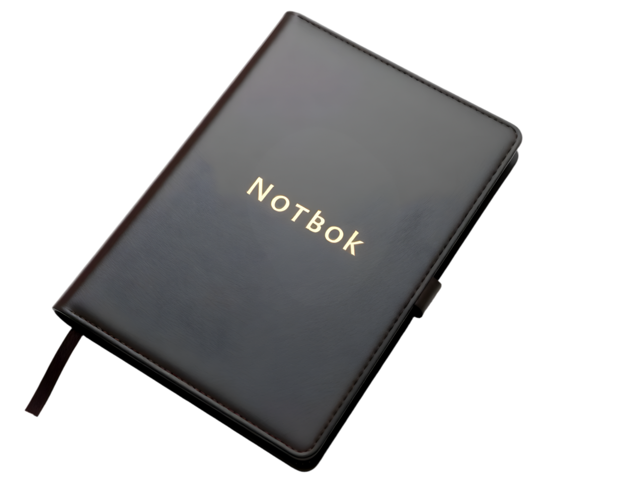 Black leather notebook with black cover isolated on transparent background png