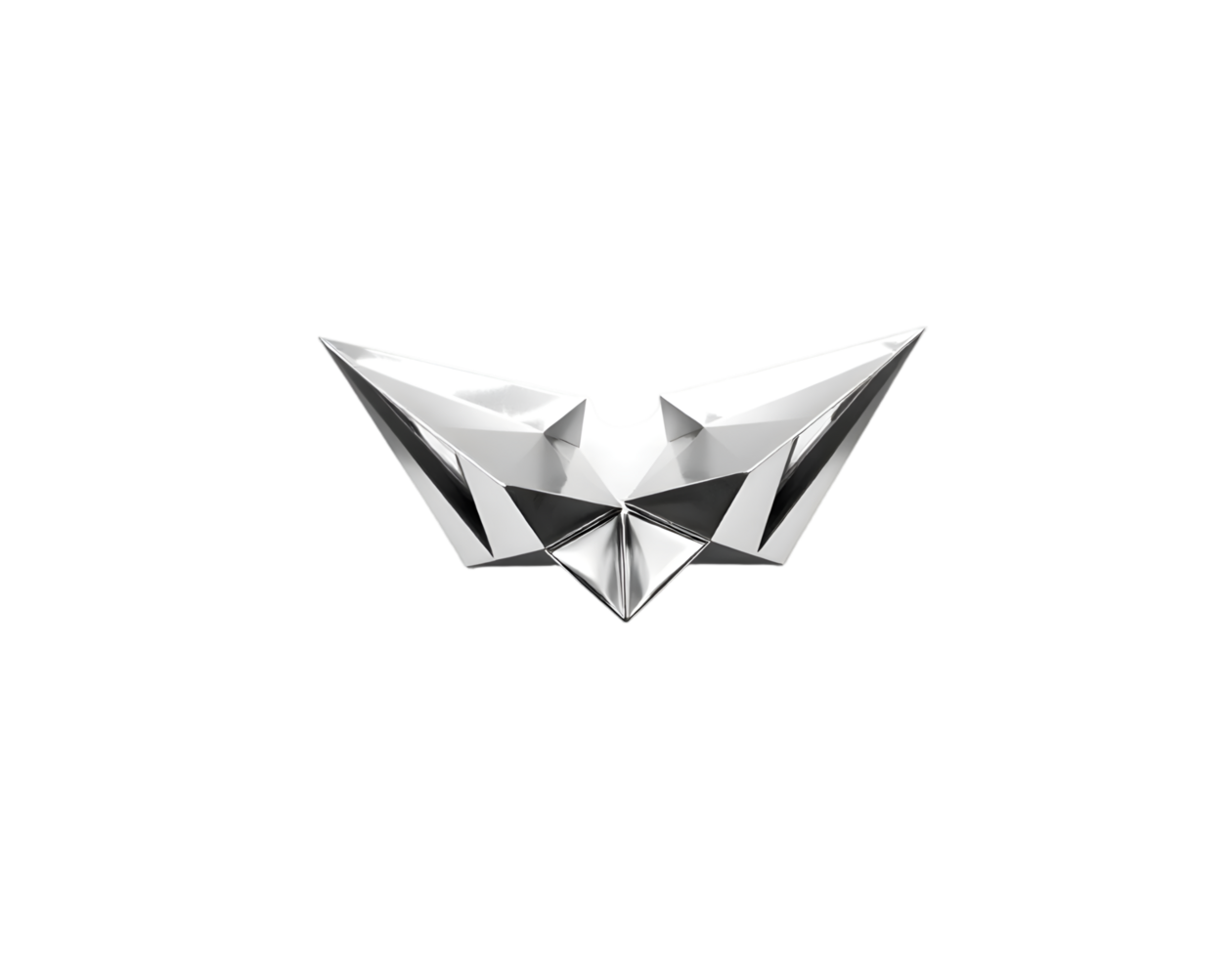 Silver paper origami bird isolated on transparent background png