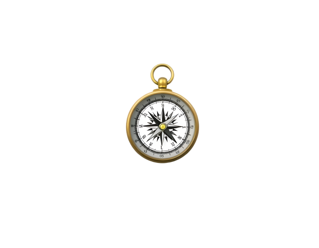 Gold Compass Isolated on Transparent Background png