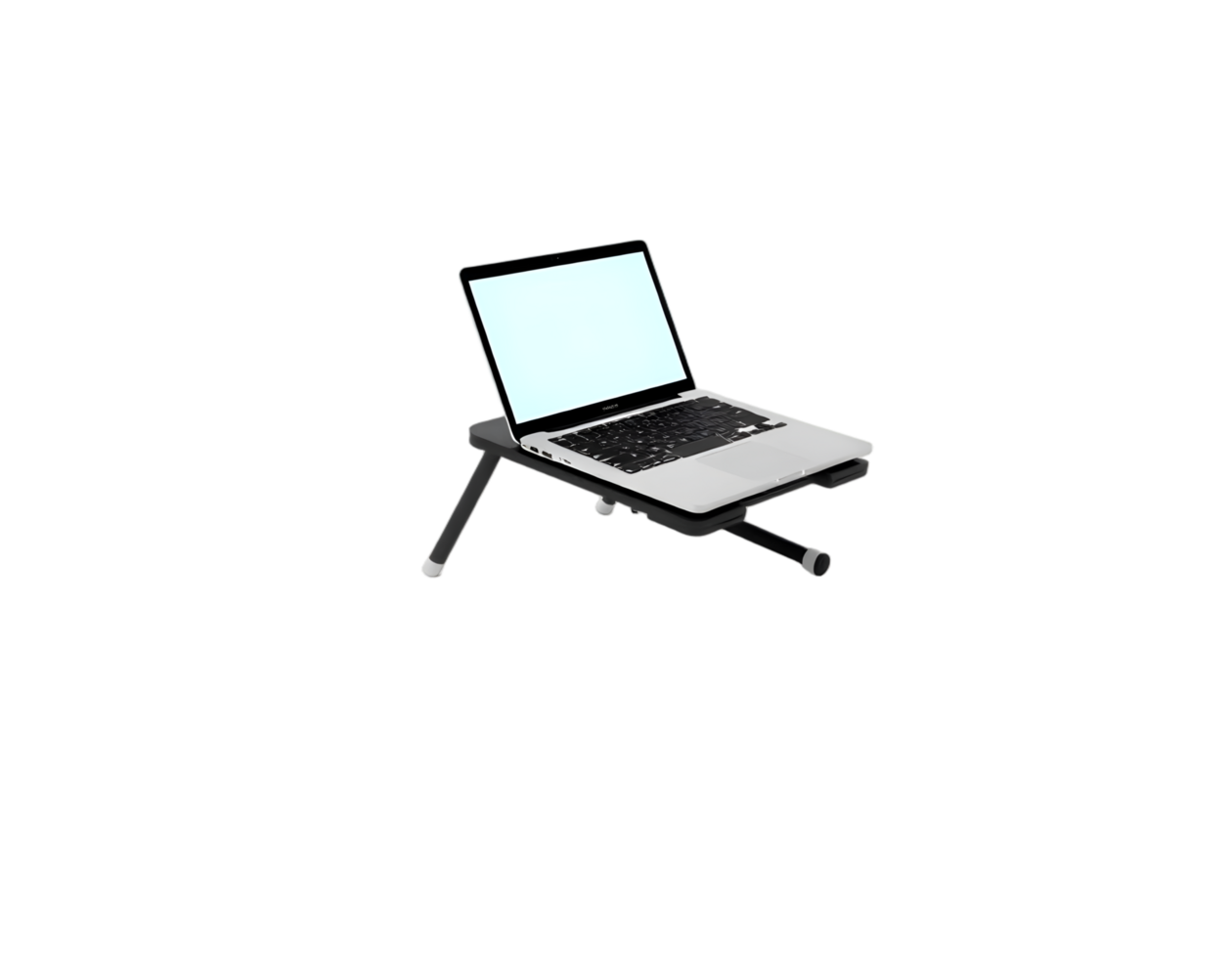 Laptop with blank screen on stand isolated on transparent background png