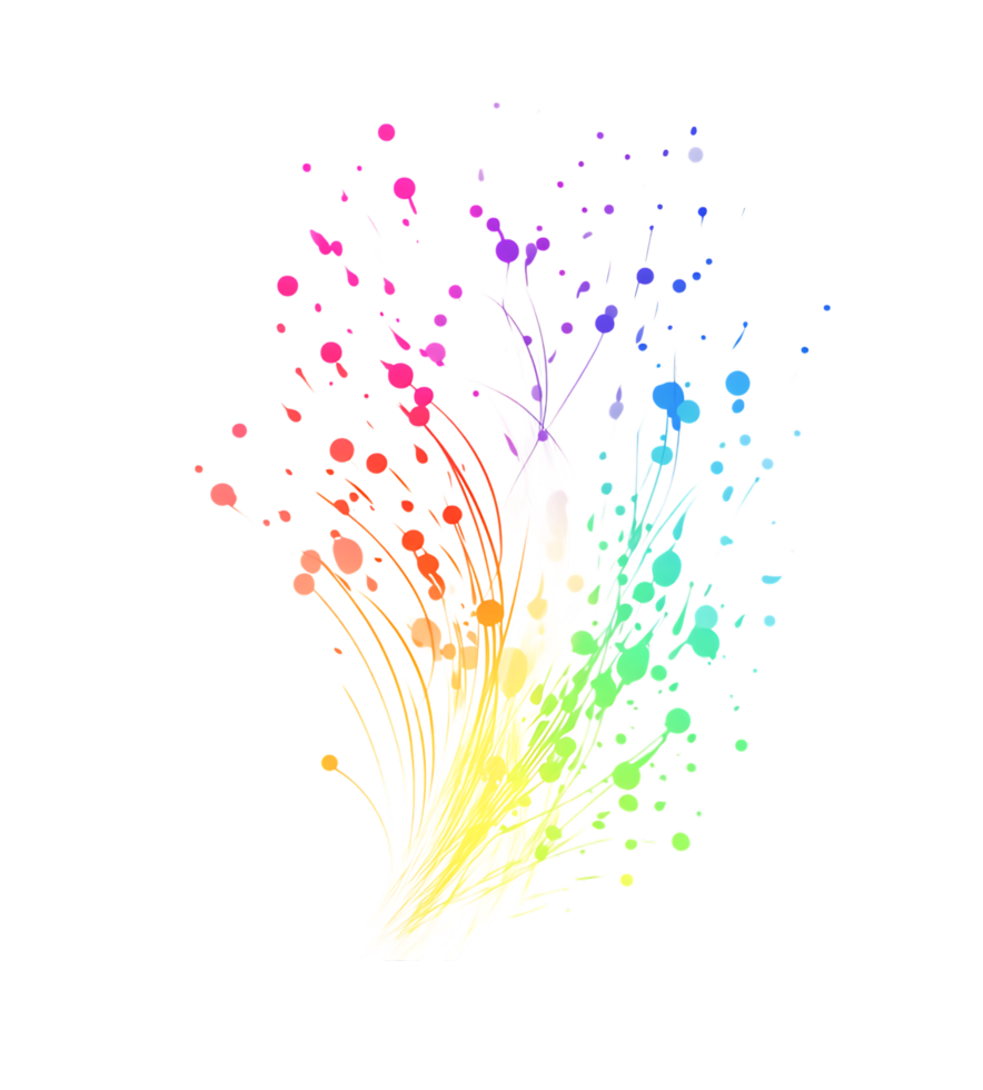 A rainbow colored paint splatter on a black background png