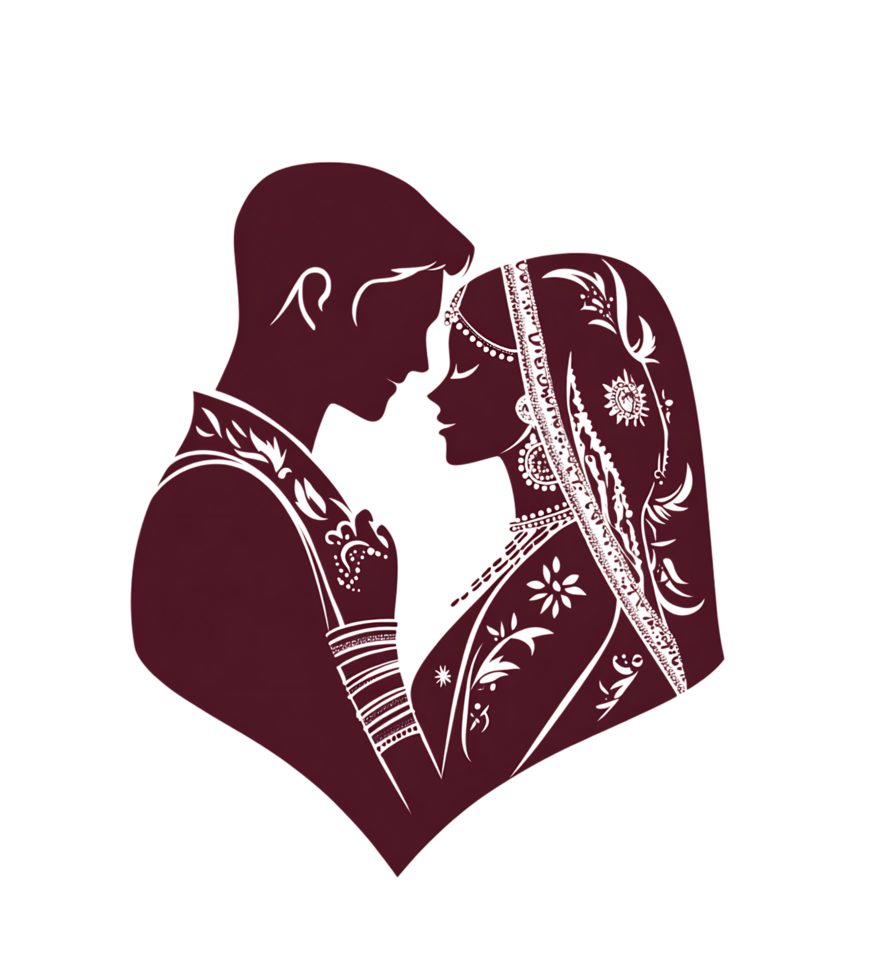 A couple in a heart shape with a red background png