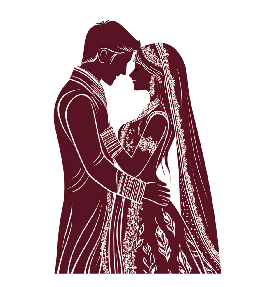 An illustration of a couple in traditional indian attire png