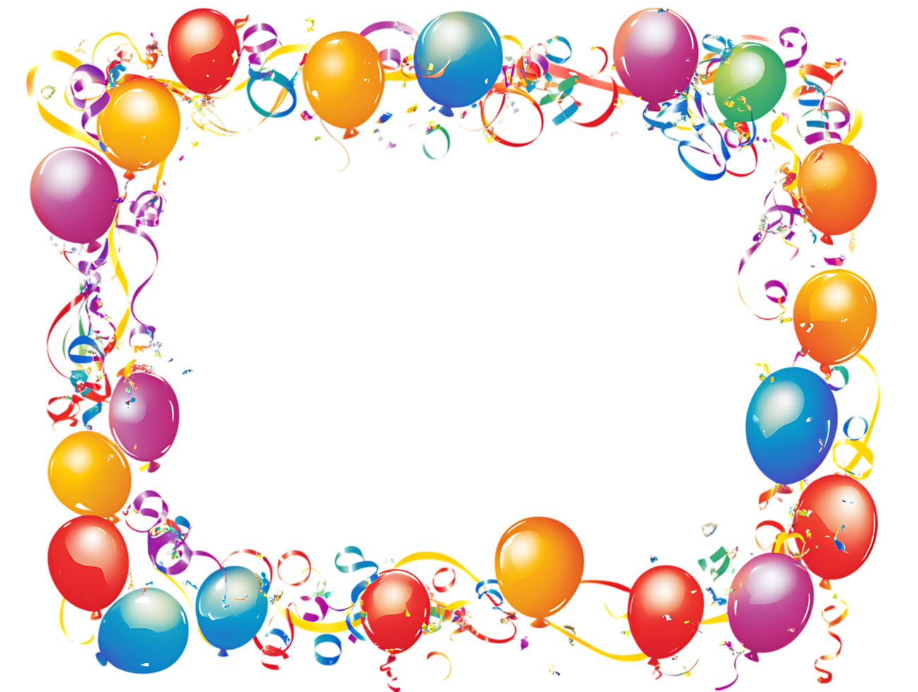 Festive border of balloons and confetti png