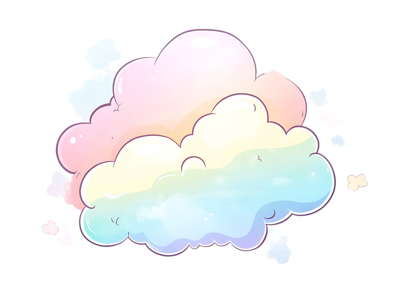 Rainbow pastel cloud illustration png
